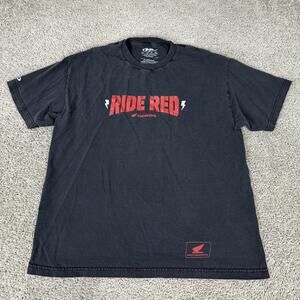 Factory Effex Honda Ride Red Shirt Mens XL Black Graphic Motorcycle Biker Tee